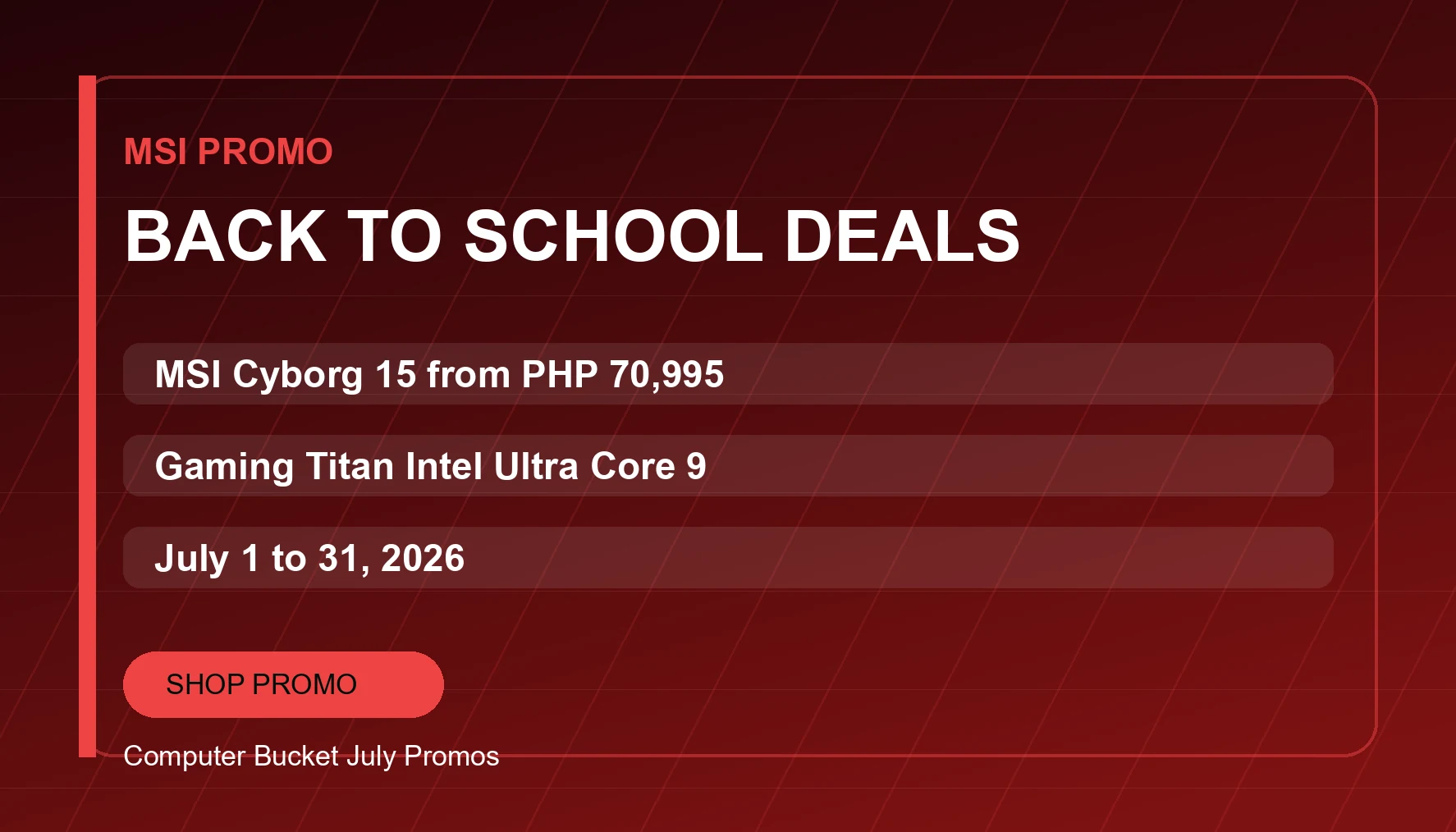 MSI Back to School Promo